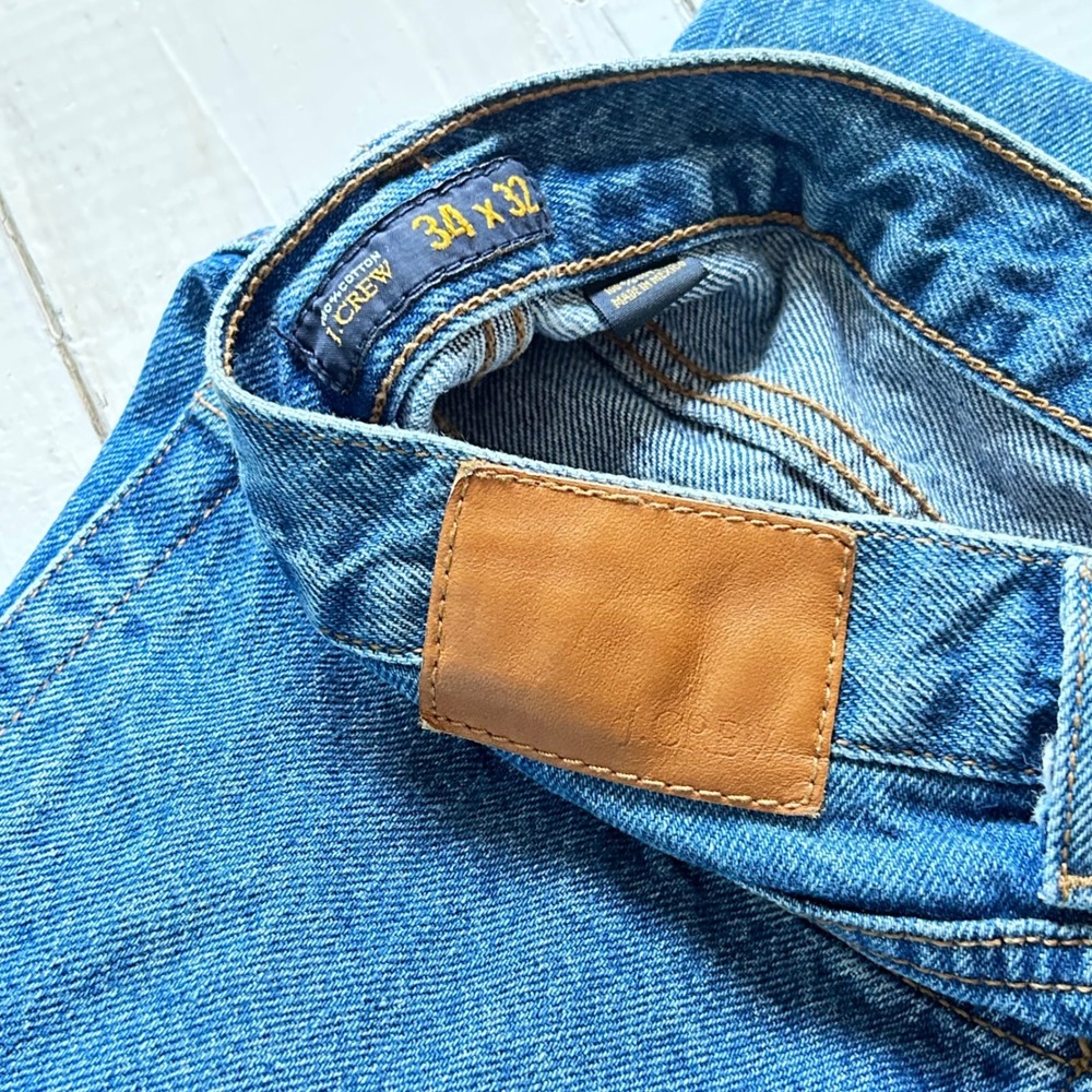 J Crew 34x32‎ Mens Button Fly Denim Jeans Blue Classic Straight Leg